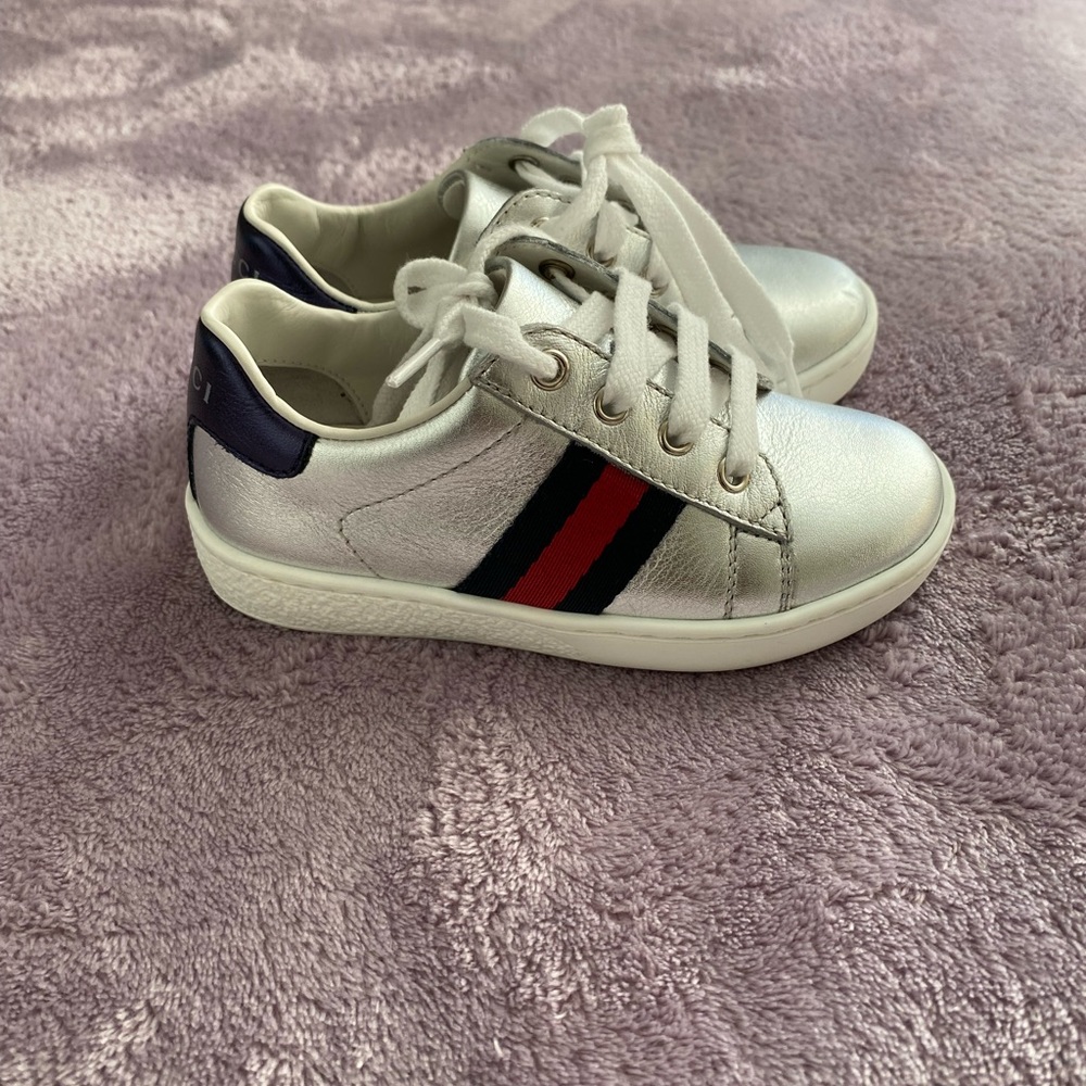 Gucci Kids Metallic Silver Sneakers